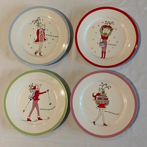 4 Rosanna reindeer salad/dessert plates